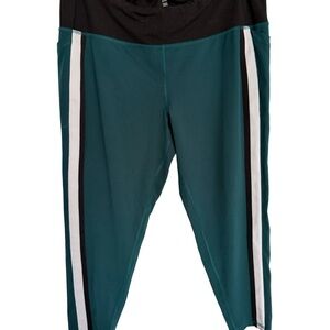 DSG Teal Athletic Leggings w/Black Waistband and White Side Stripe size 2X